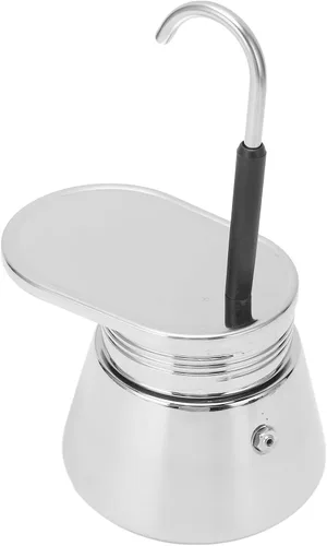 Miniatura 9 de Cafetera portátil de acero inoxidable para estufa de un solo canal, cafetera de café clásico para acampar en casa 50mL