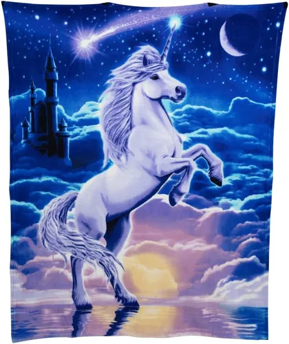 Miniatura 4 de Dawhud Direct Manta Decorativa de Unicornio - 50x60 Pulgadas Manta de Vellón de Unicornio Suave y Felpa para Niñas y Niños - Acogedora Manta I Reino