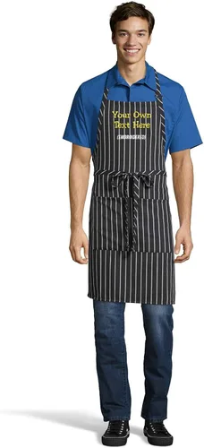 Miniatura 11 de Delantal personalizado con texto en inglés "Add a name", diseño bordado, unisex, extra largos, delantales para adultos, 23 pulgadas de ancho x 34