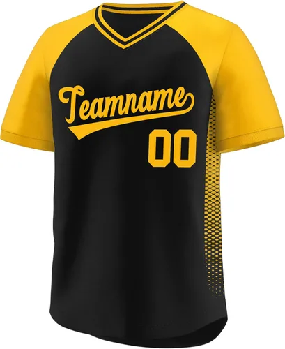 Miniatura 43 de Camiseta de béisbol personalizada con cuello en V para hombres, mujeres y jóvenes, camisetas de béisbol personalizadas con costuras o estampadas