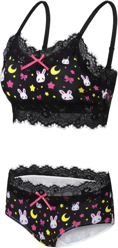 Miniatura 6 de Littleforbig Conjunto de ropa de dormir de encaje para mujer, ropa de dormir con tirantes y pantalones cortos, lencería bralette conjunto de ropa
