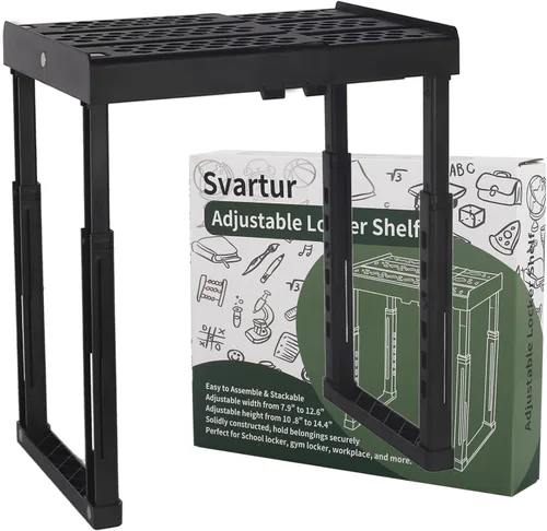 Svartur Estante de casillero para casillero escolar, altura y ancho ajustables, organizador de casillero, apilable, herramientas de casillero para