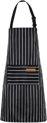 Miniatura 19 de Chef Apron Bib Apron with 2 Large Pockets Adjustable Neck Strap Kitchen Apron Cooking Apron Stripes Baking Apron