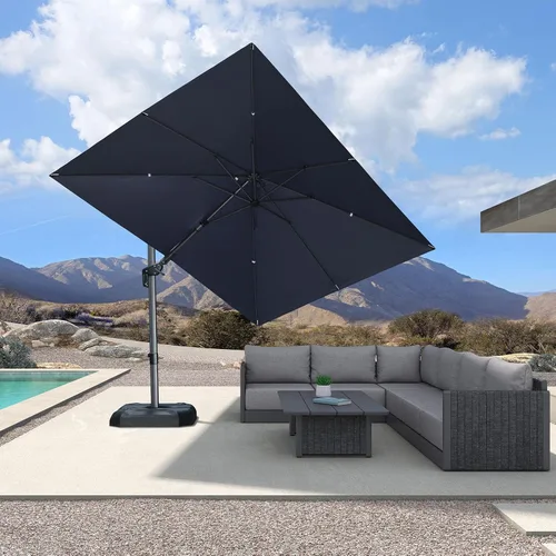 Miniatura 21 de PURPLE LEAF Sombrilla de Patio de 8 Pies para Exteriores Sombrilla Cantilever Cuadrada de Aluminio Sombrilla Offset con Rotación de 360 Grados