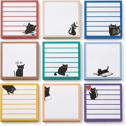 Miniatura 9 de Lindas notas adhesivas paquete de 6 – 270 hojas de notas autoadhesivas, notas adhesivas de dibujos animados Kawaii para planificador, suministros