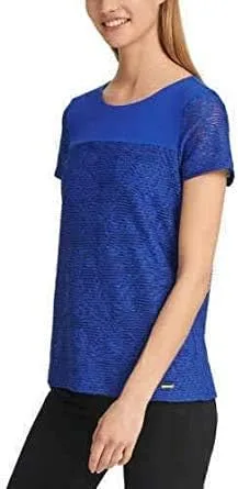 Miniatura 2 de Calvin Klein Camiseta de manga corta de malla superpuesta de doble capa para mujer