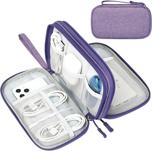 Miniatura 60 de FYY Organizador electrónico, organizador de cables de viaje, bolsa de transporte para accesorios electrónicos, portátil, impermeable, doble capa