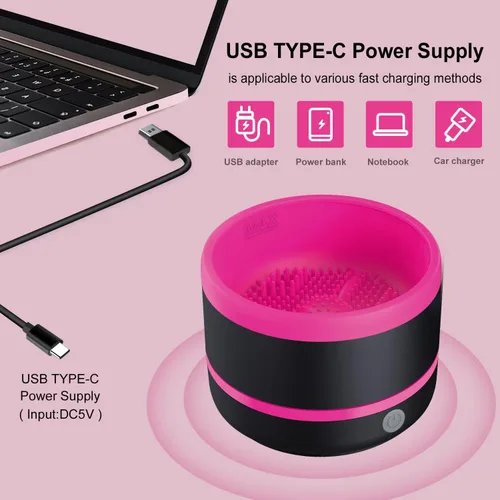 Miniatura 7 de YAGHVEO® Herramienta limpiadora de pinceles de pintura eléctrica, enjuague de pinceles de silicona, limpiador de pinceles de copa de giro Rojo