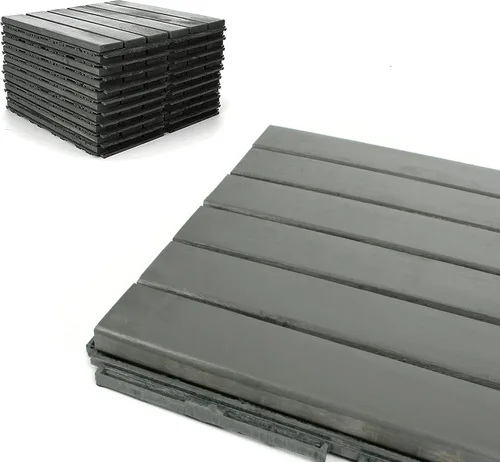 Miniatura 2 de Baldosas de madera de acacia para exteriores, baldosas de patio que se entrelazan. Moderno Gris Recto