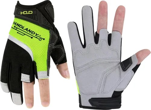 HANDLANDY Guantes de trabajo para carpinteros de Framer con dedos abiertos, guantes sin dedos para juegos tácticos, airsoft, caza, trabajo policial
