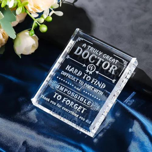 Miniatura 4 de Regalos de médico Movdyka para hombres y mujeres Placa conmemorativa de cristal Los mejores regalos del médico de todos los tiempos Regalo único