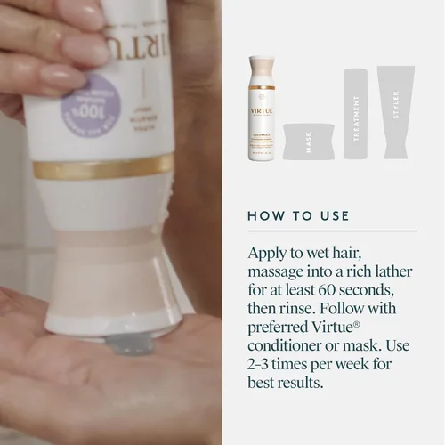Miniatura 6 de VIRTUE Champú deslatado, tónico de color natural, ilumina y revitaliza todo el cabello tratado con color, ColorKick, 8 onzas líquidas