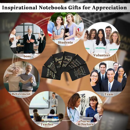 Miniatura 7 de Kosiz Paquete de 6 regalos de agradecimiento a los empleados, diarios de cuero para profesores, blocs de notas de bolsillo, regalo de agradecimiento