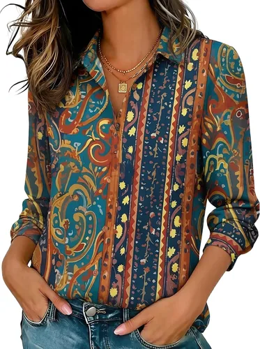 Miniatura 32 de Camisas elásticas suaves sin arrugas con botones para mujer, tops transpirables que absorben la humedad para vestir casual de trabajo
