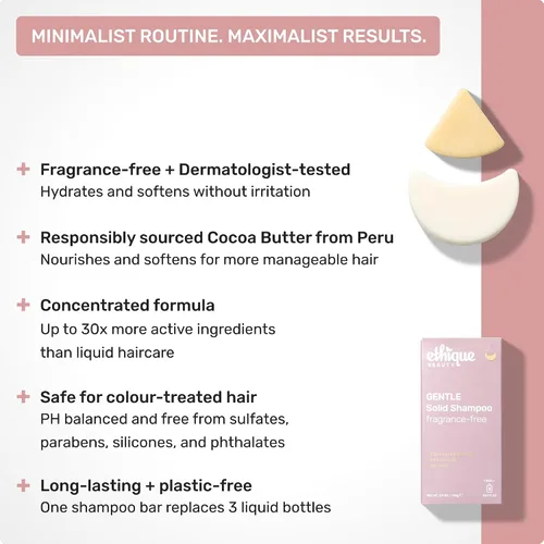 Miniatura 2 de Ethique - Barra de champú suave sin perfume con manteca de cacao; libre de plástico, vegano, sin crueldad, 3.88 onzas - Anteriormente Bar Minimum