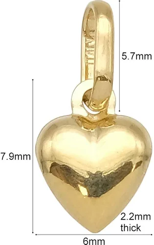 Miniatura 2 de FindingKing Colgante de corazón inflado de oro amarillo de 14 quilates, 0.315 x 0.236 in (.31" x .24"), Oro amarillo