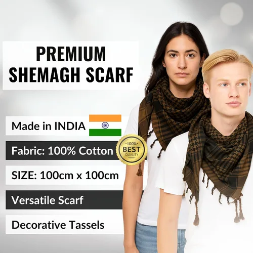 Miniatura 75 de LOVARZI Shemagh Cottons Arab Keffiyeh - Bufanda militar táctica para cabeza y cuello