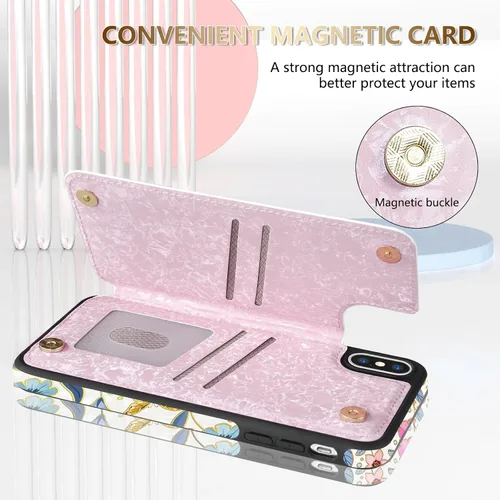 Miniatura 3 de NNH Funda tipo cartera compatible con iPhone Xs Max con bloqueo RFID, ranuras para tarjetas, folio de piel sintética, función atril, doble cierre