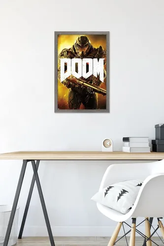 Miniatura 6 de Doom - Póster de pared marino, 22.4 pulgadas de largo x 14.7 pulgadas, versión enmarcada en madera de granero