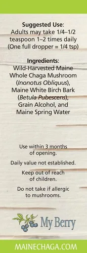 Miniatura 6 de My Berry Maine Chaga - Extracto líquido de corteza de hongo y abedul 2 onzas Cosechado silvestre y doble extracción Chaga cultivada en Estados