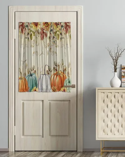 Miniatura 18 de Cortinas de puerta francesa de Navidad para ventana de puerta, panel de cortina con bolsillo para barra con alzapaños para luz lateral delantera