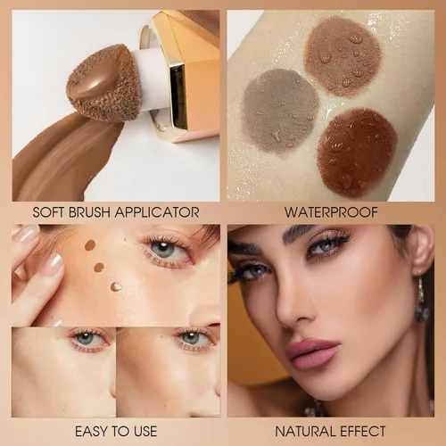 Miniatura 2 de Maquillaje líquido en barra de contorno, varita de contorno facial crema con aplicador de cojín, bronceador cremoso natural mate de larga duración
