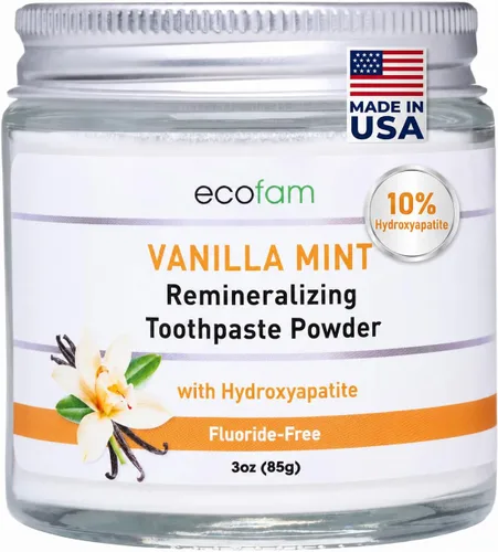 Miniatura 8 de Ecofam Polvo de pasta de dientes – Polvo de dientes remineralizante, hidroxiapatita y xilitol, sin flúor, apoya la fuerza del esmalte y la salud
