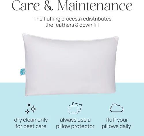 Miniatura 6 de East Coast Bedding Cozy Dream - Almohadas de plumas y plumón de ganso, certificado RDS, funda 100% algodón, colección de hotel, para dormir en cama