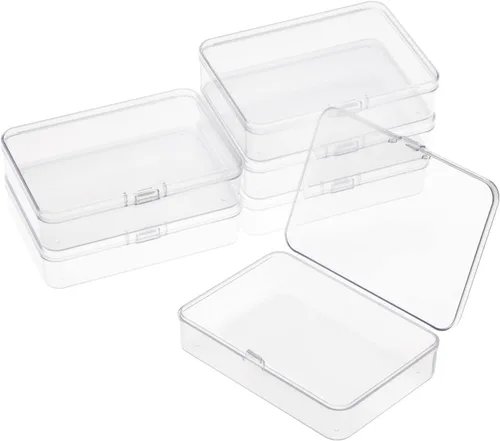 Miniatura 8 de Paquete de 6 Contenedores de Almacenamiento de Plástico Transparente Rectangulares Pequeños Caja Estuche con Tapa con Bisagras Organizador