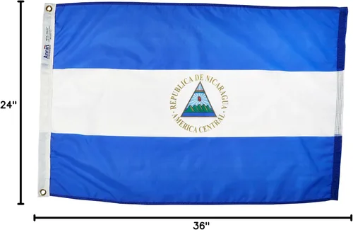 Miniatura 4 de Annin Flagmakers Bandera de Nicaragua fabricada en Estados Unidos según las especificaciones oficiales de diseño de las Naciones Unidas, 2 x 3 pies