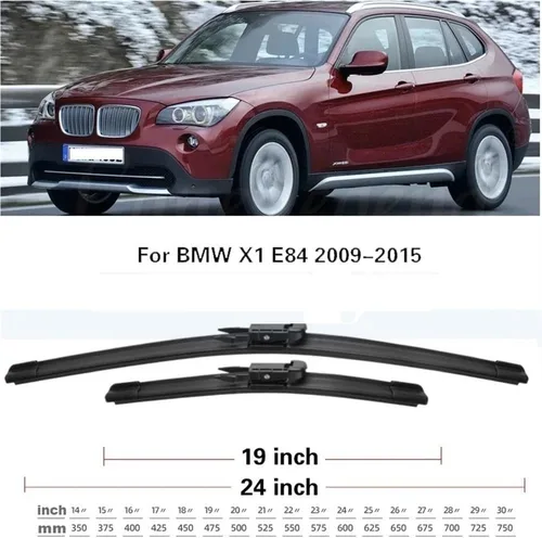 Miniatura 3 de Limpiaparabrisas delantero compatible con BMW X1 E84 2009-2015 parabrisas ventana 24 + 19 pulgadas 2009 2010 2011 2012 2013 2014 2015