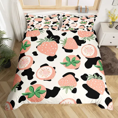 Miniatura 10 de Funda de edredón con estampado de vaca marrón para niñas y niños, funda de edredón de piel de vaca de las tierras altas, juego de ropa de cama