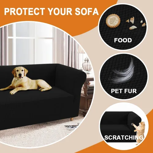 Miniatura 3 de Funda elástica Chesterfield para sofá, funda de tela jacquard para sofá biplaza de 2 cojines, protector de muebles antideslizante resistente a