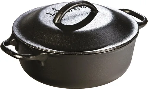 Miniatura 6 de Lodge Horno holandés pretratado con asas de bucle y cubierta de hierro fundido, 7 cuartos de galón, color negro