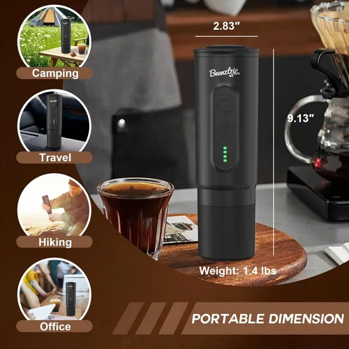 Miniatura 7 de H02 PRO - Cafetera portátil para café, cafetera eléctrica para viajes, mini cafetera pequeña de 20 bar con autocalentamiento, máquina de café