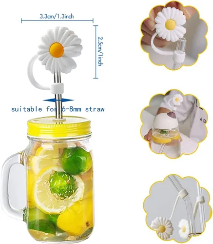 Miniatura 3 de 10 fundas de popote para popotes reutilizables, protector de paja con forma colorida para popotes de 6 a 0.315 in, sellado hermético a prueba