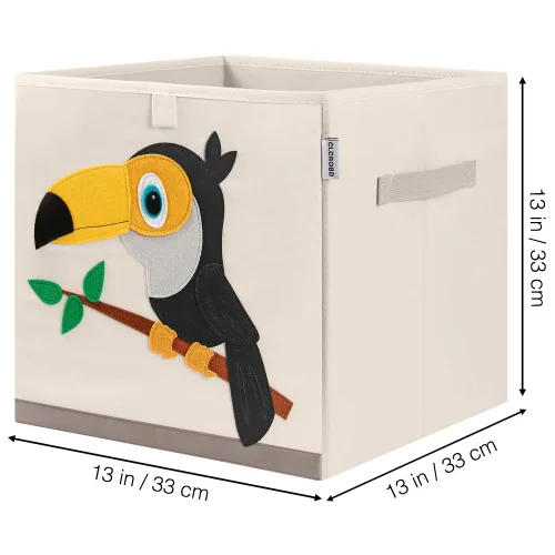 Miniatura 2 de Contenedores cúbicos plegables de tela para guardar juguetes de animales/Caja/Organizador para niños, 13 pulgadas (Tucán)