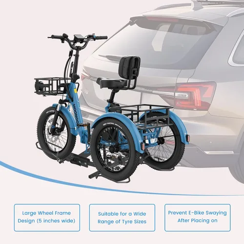 Miniatura 3 de ABORON Soporte para Triciclo, Soporte de Enganche para Triciclo de Neumáticos Gruesos de 5" para SUV, Camión, Furgoneta, RV, Se Ajusta a Receptor