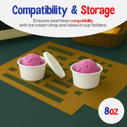 Miniatura 2 de MT Products Vasos de sopa de papel blanco con tapas de papel ventiladas de 8 onzas – 20 tazas y 20 tapas – Vasos desechables para helado o cuencos