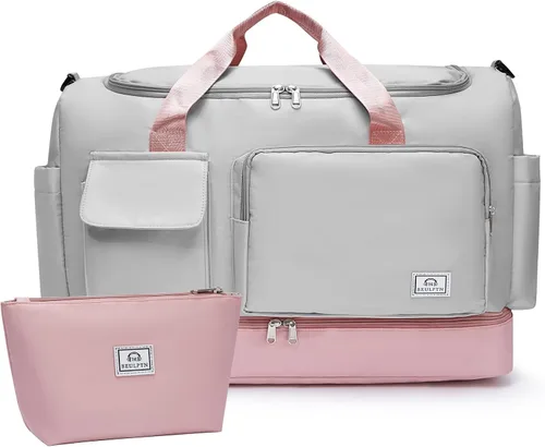 Miniatura 50 de Bolsa de Gimnasio Pequeña para Mujer, Bolsa de Lona de Viaje, Bolsa de Fin de Semana con Compartimento para Zapatos