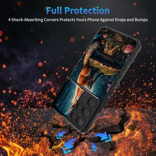 Miniatura 11 de Funda para Samsung Galaxy S22 Ultra 5G, Galaxy S22 Ultra con cubierta de cámara deslizante, funda resistente de doble capa con función atril Black