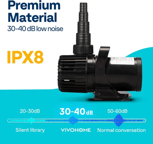 Miniatura 4 de VIVOHOME Bomba de agua sumergible de 175W 3000GPH con boquilla ajustable sin costuras de 180° y bolsa de barrera para estanque de peces koi