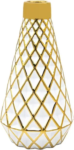 Godinger Florero, florero decorativo, decoración de sala de estar, decoración de comedor, decoración de oficina, corte dorado aurora, grande