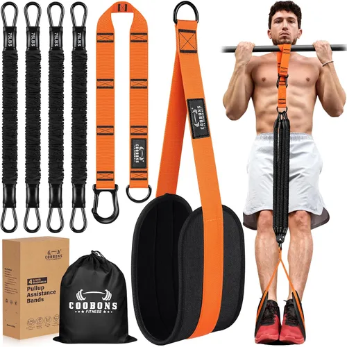 Miniatura 8 de Pull Up Assistance Bands, 300lbs Heavy Duty Resistance Bands for Pull Ups with Adjustable Height, Fabric Feet Rest & Knee Support, Strength Training