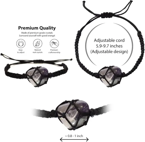 Miniatura 3 de BOHO GARDEN Pulseras de cristal curativo cuentas con piedra preciosa real, cuerda ajustable