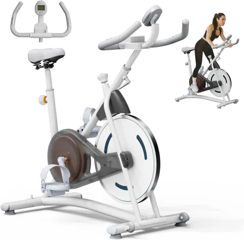 Miniatura 8 de Hillhub Bicicleta estática, bicicletas estacionarias para el hogar con sensor de pulso de agarre y ajuste de resistencia continuo, bicicleta de Negro