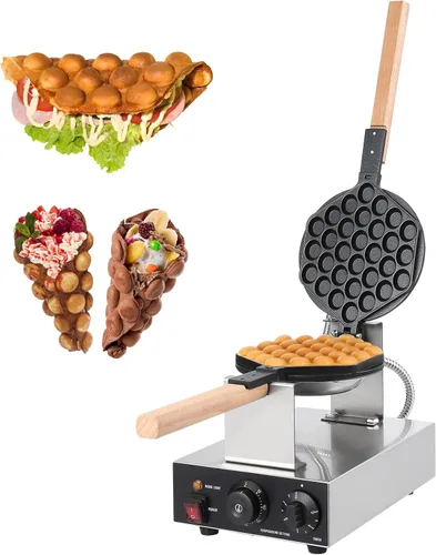 Garvee Máquina eléctrica para hacer gofres de burbujas, 2800 W, redonda, máquina de gofres de burbujas, máquina antiadherente para uso doméstico y