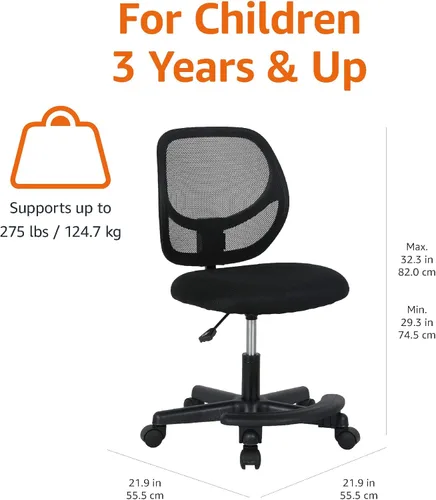 Miniatura 3 de Amazon Basics Silla de escritorio giratoria de malla de altura ajustable con respaldo bajo y reposapiés, silla con ruedas para una movilidad suave