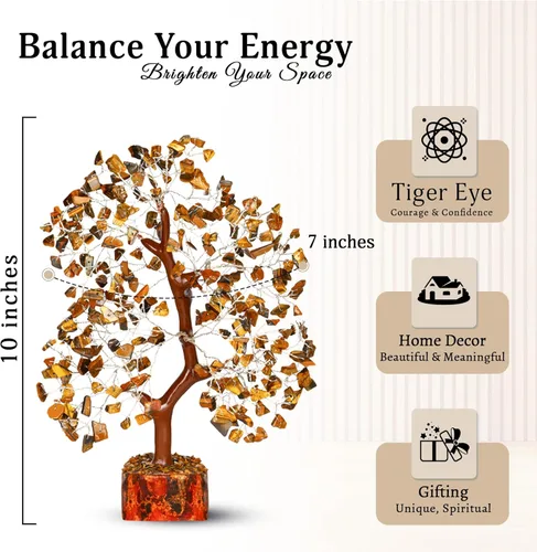 Miniatura 2 de YATSKIA Árbol de cristal de ojo de tigre, árbol de la vida, piedra de ojo de tigre, árbol de piedras preciosas, decoración de cristal, decoración