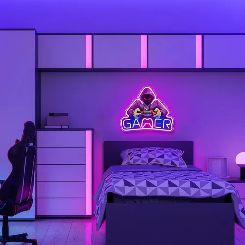 Miniatura 6 de Kavaas Letrero de neón con estampado UV para decoración de habitación de jugadores, luces LED de neón para dormitorio, niños, decoración de pared